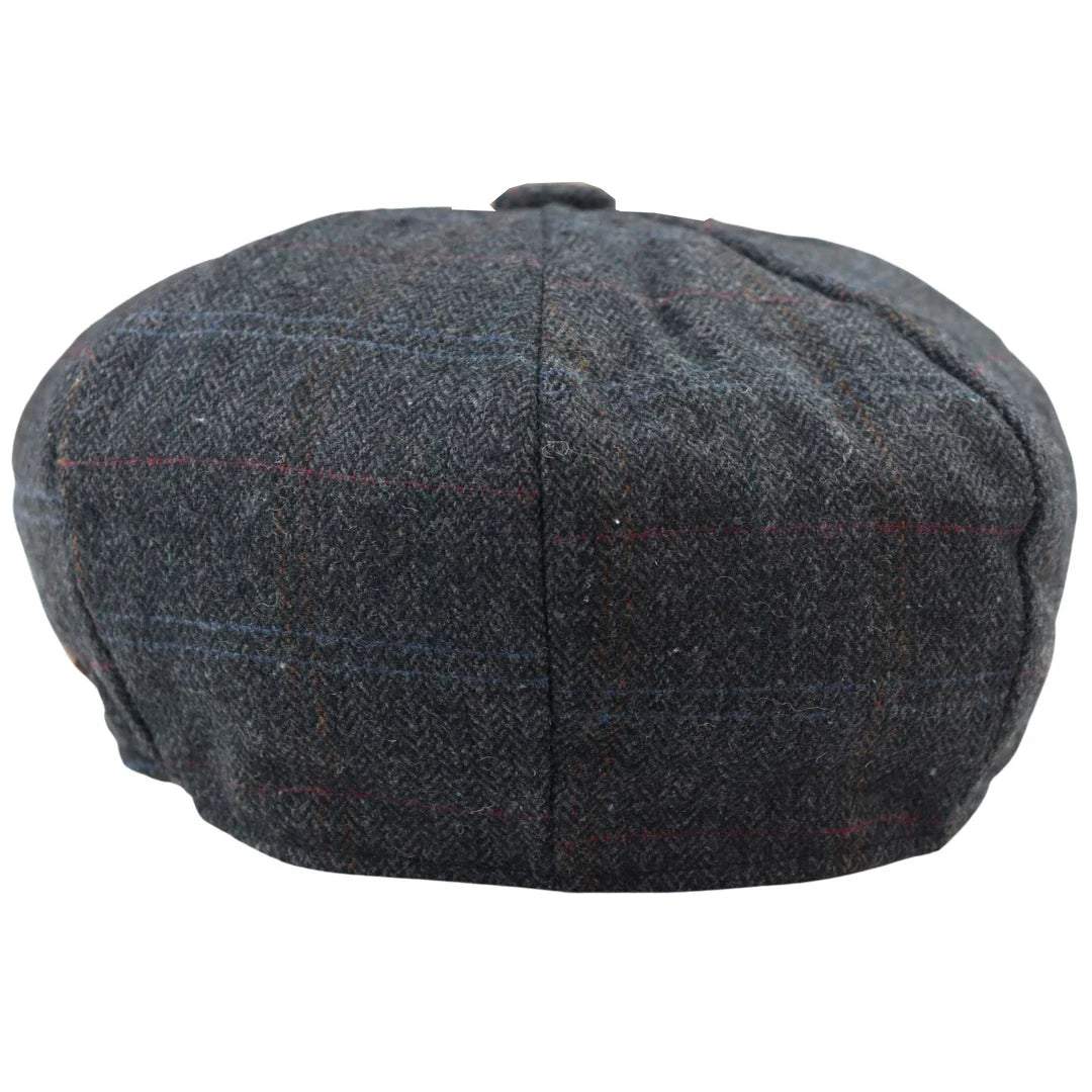 Gorra Baker Boy de Tweed Gris a Cuadros