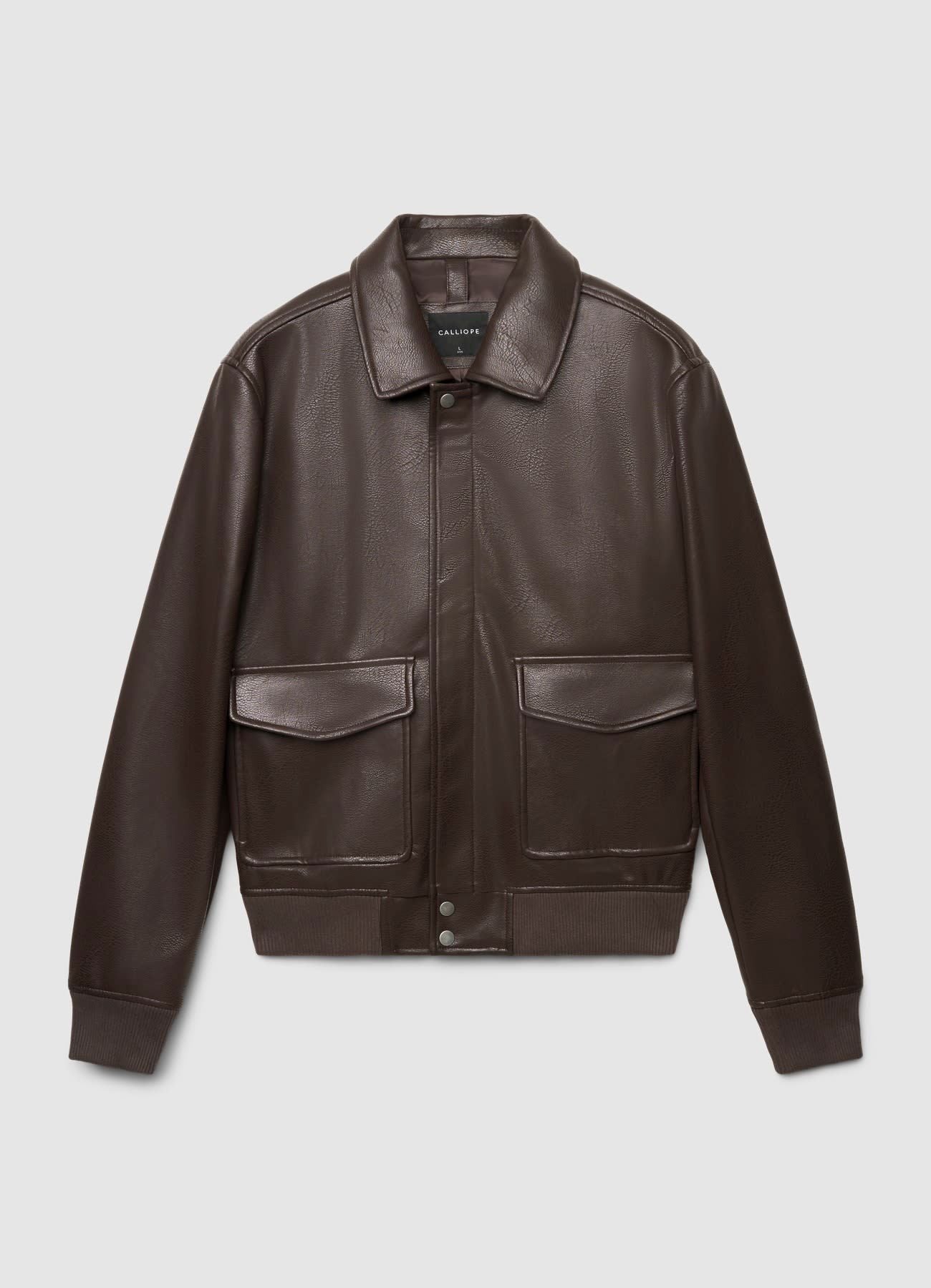 Cazadora Bomber Efecto Piel Marrón