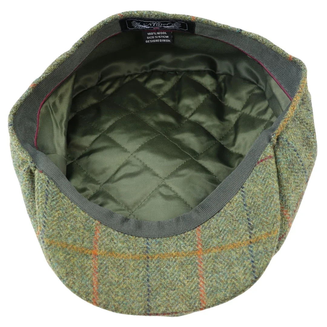Gorra Baker Boy de Tweed Verde a Cuadros