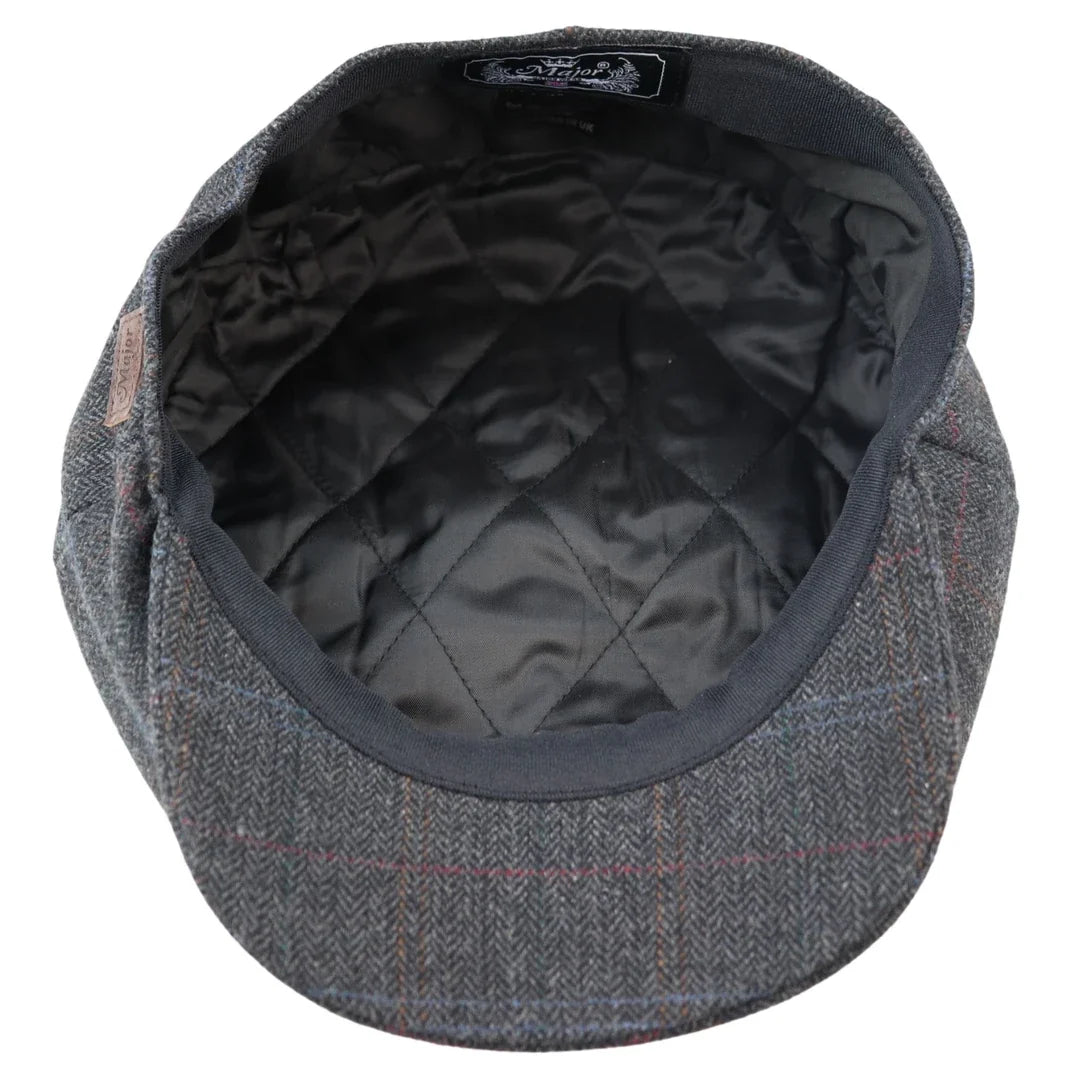 Gorra Baker Boy de Tweed Gris a Cuadros