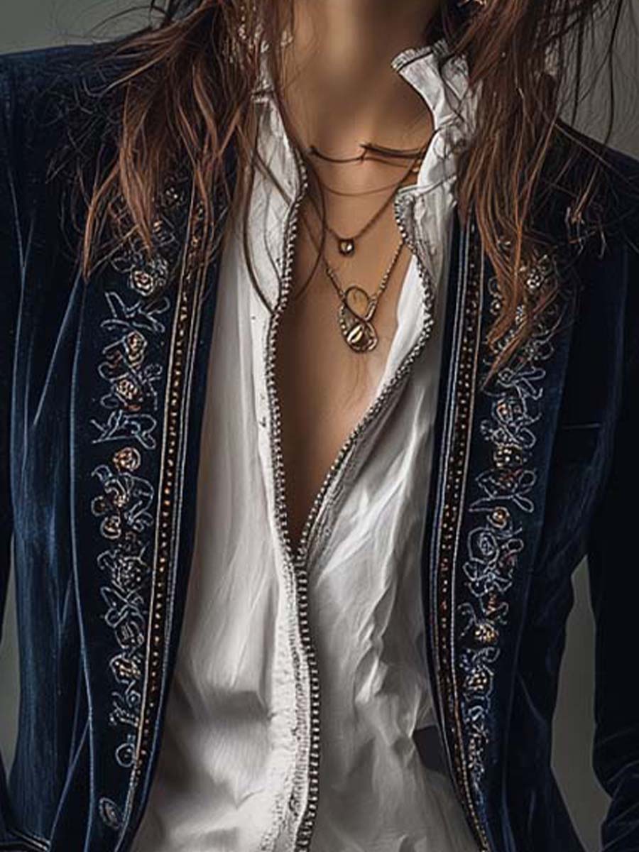 Athénaïs | Chamarra larga bordada vintage
