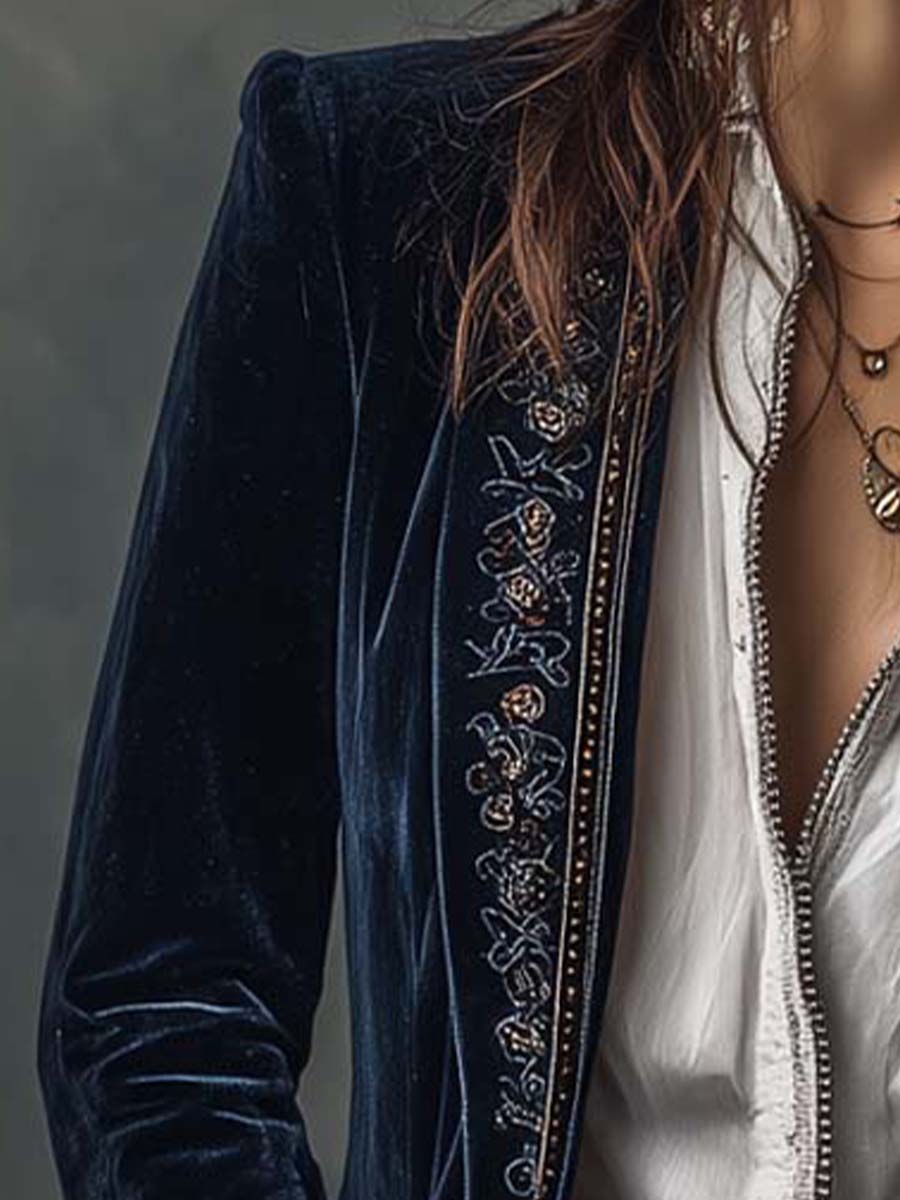 Athénaïs | Chamarra larga bordada vintage