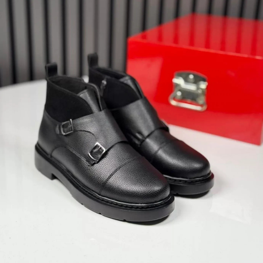 Botas De Cuero Con Correa De Monje