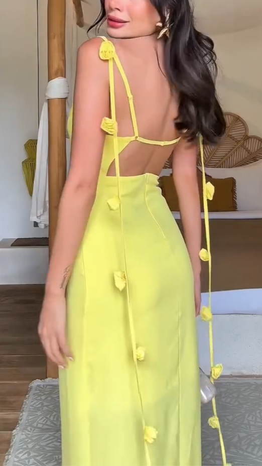 Vestido Maxi Elegante con Detalle Floral