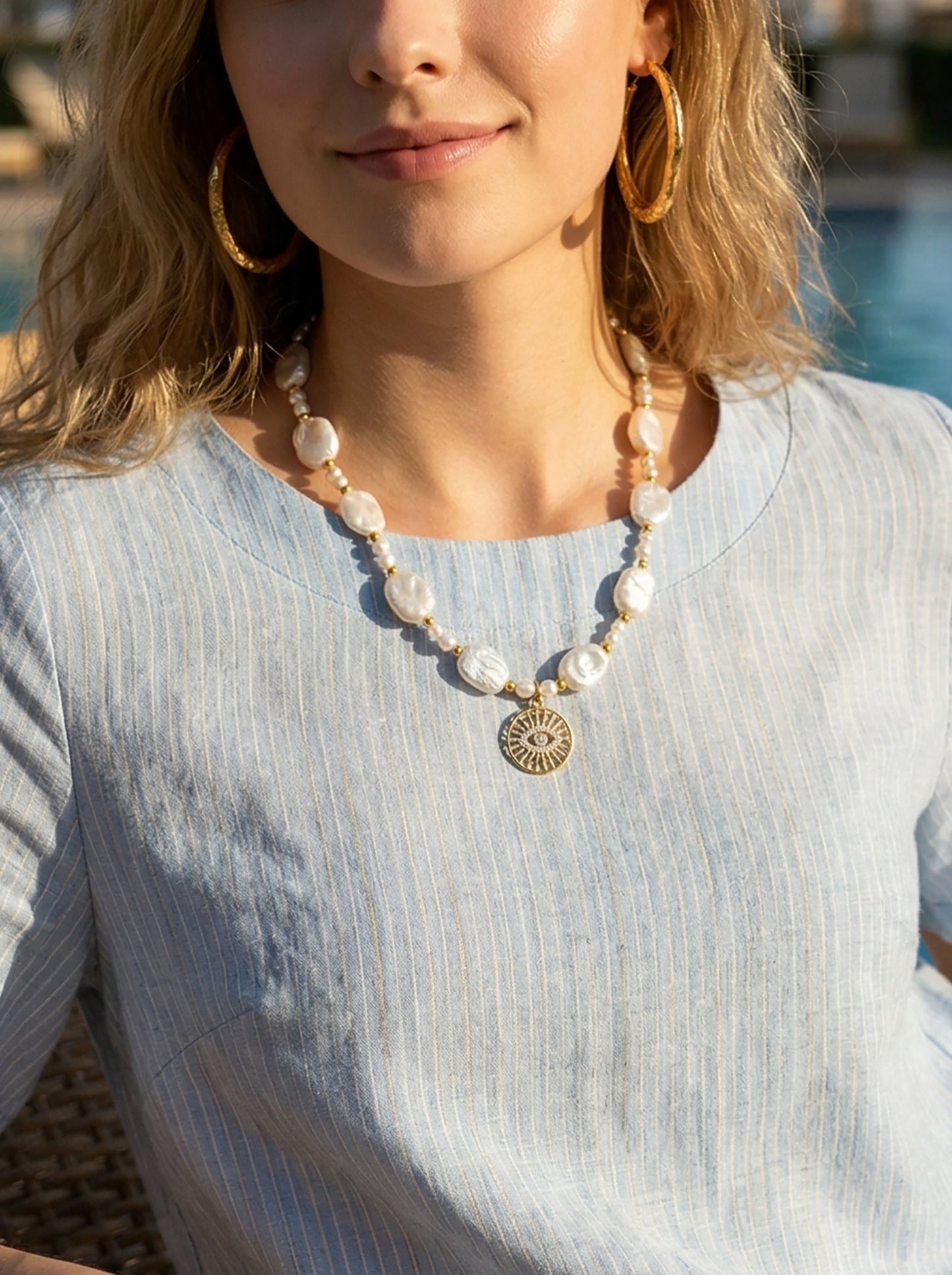Collar a capas con perlas de corazón