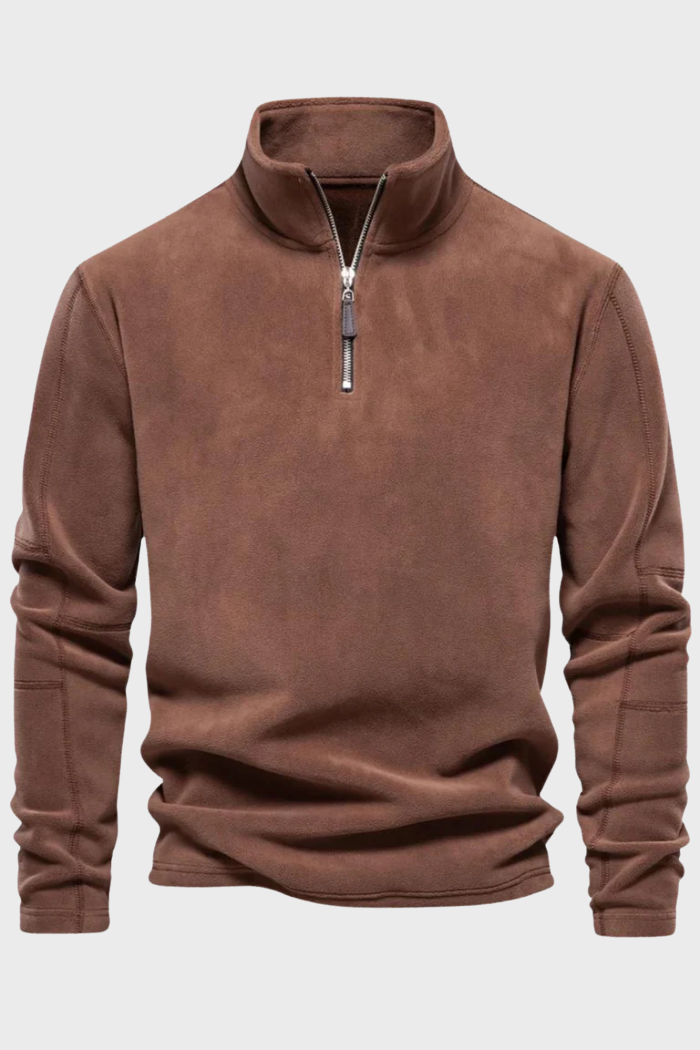 Chaqueta de Ante Media Cremallera Gris
