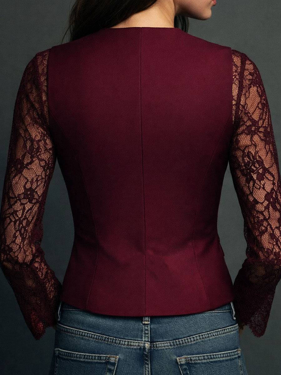 Consuelo | Blazer Negro con Mangas Semitransparentes
