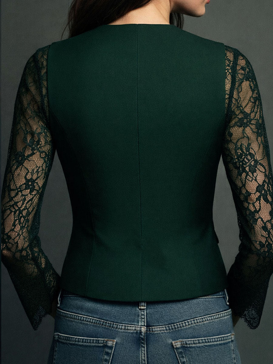 Consuelo | Blazer Negro con Mangas Semitransparentes