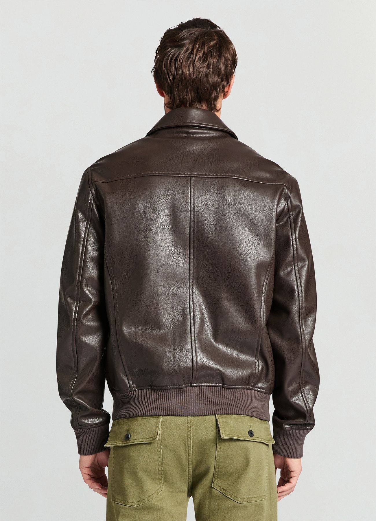 Cazadora Bomber Efecto Piel Marrón