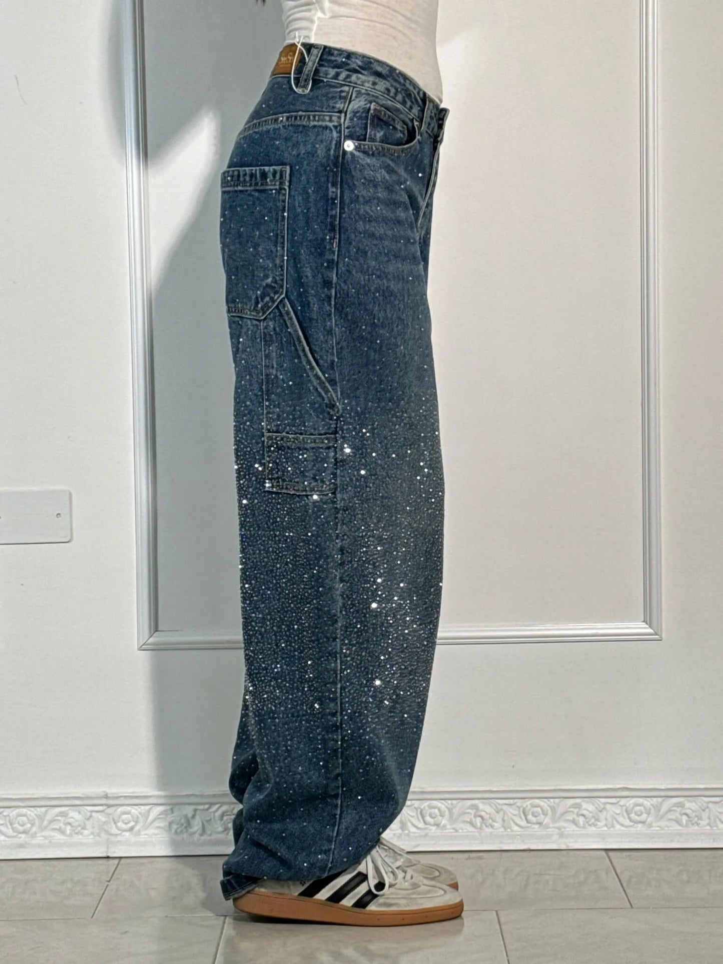 Vaqueros Carpenter Balloon con Brillo y Detalles Denim