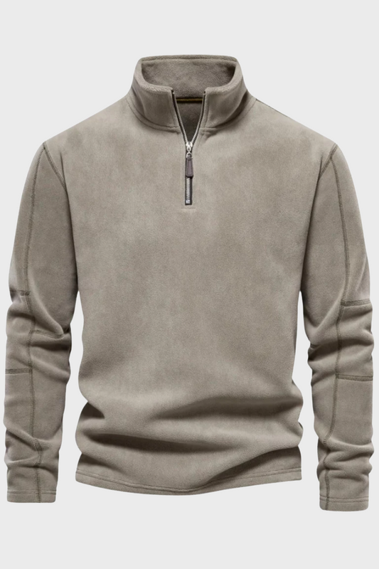 Chaqueta de Ante Media Cremallera Beige