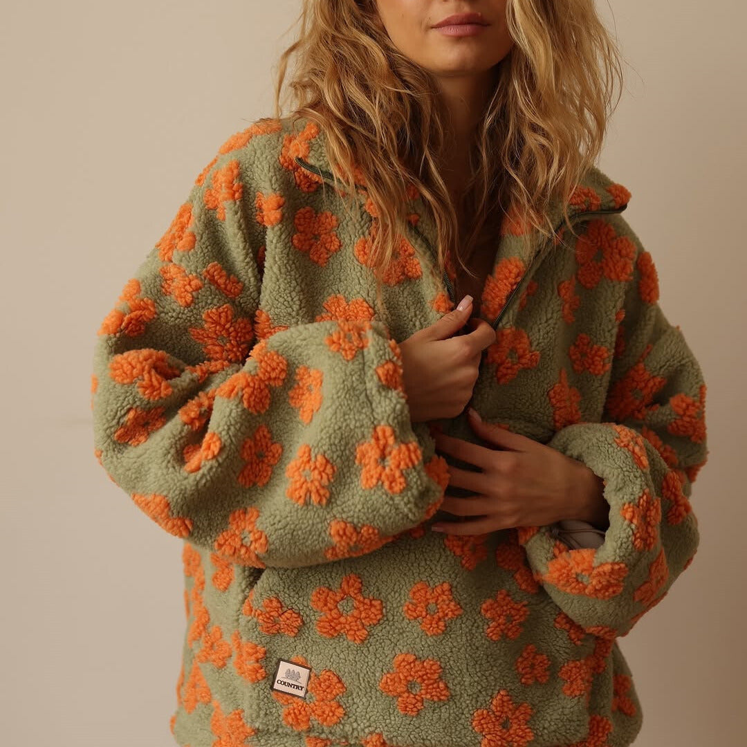 Daisy Bloom | Suéter de Sherpa Floral Bohemio