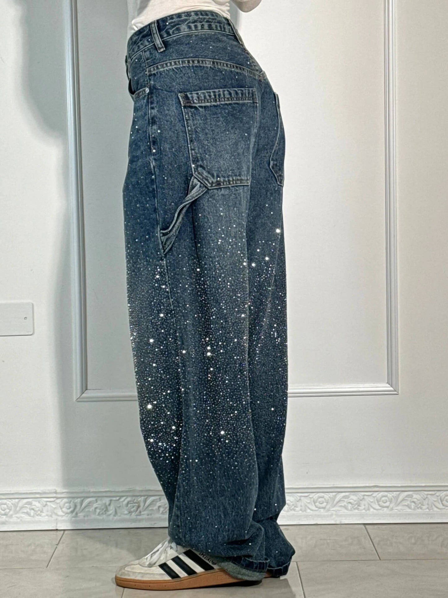 Vaqueros Carpenter Balloon con Brillo y Detalles Denim