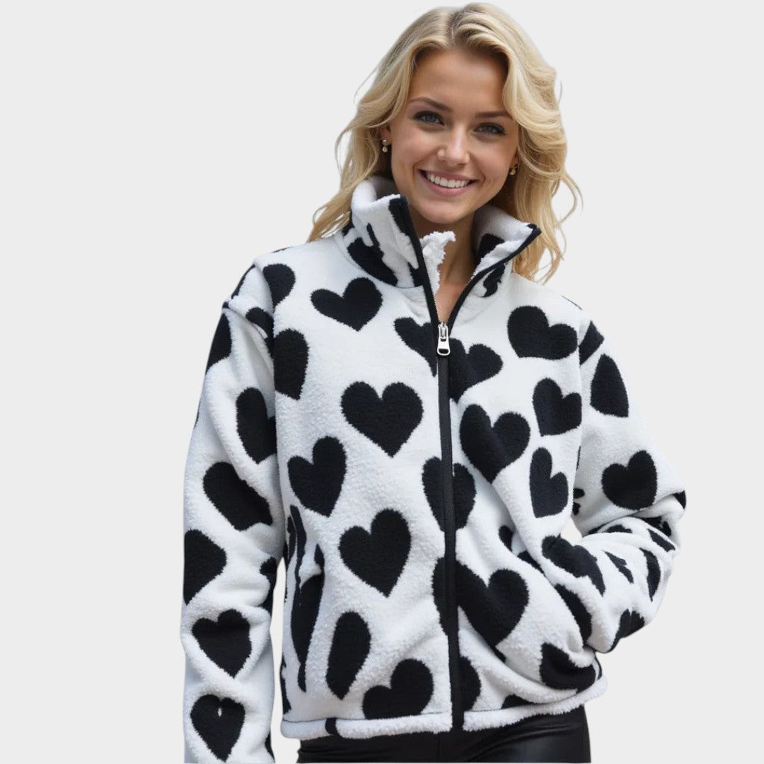 Dianne | Chamarra polar reversible con corazones