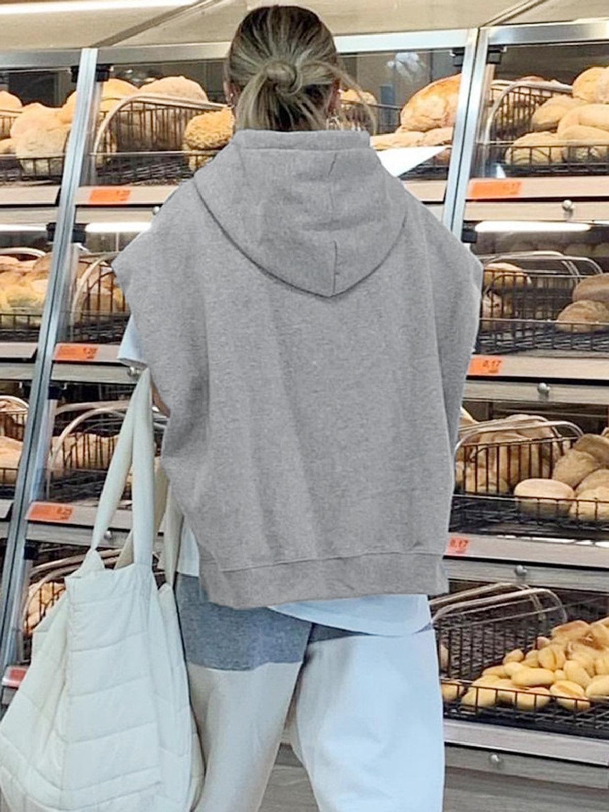 Sudadera sin Mangas con Capucha y Cordón Ajustable