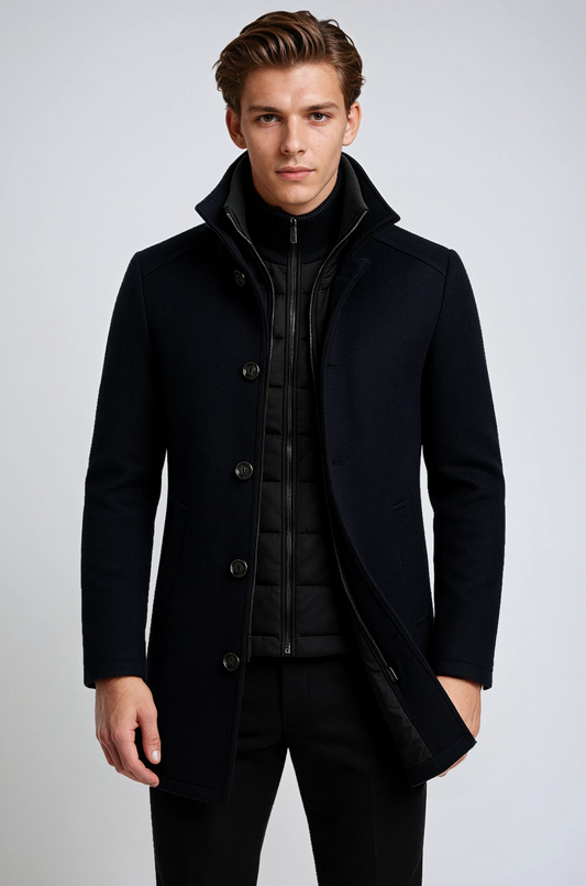 Chamarra de Invierno para Hombre con Cuello Alto y Botones – DANTOR