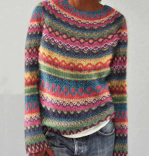 Suéter de Invierno Multicolor con Rayas para Mujer – CLAUDIA