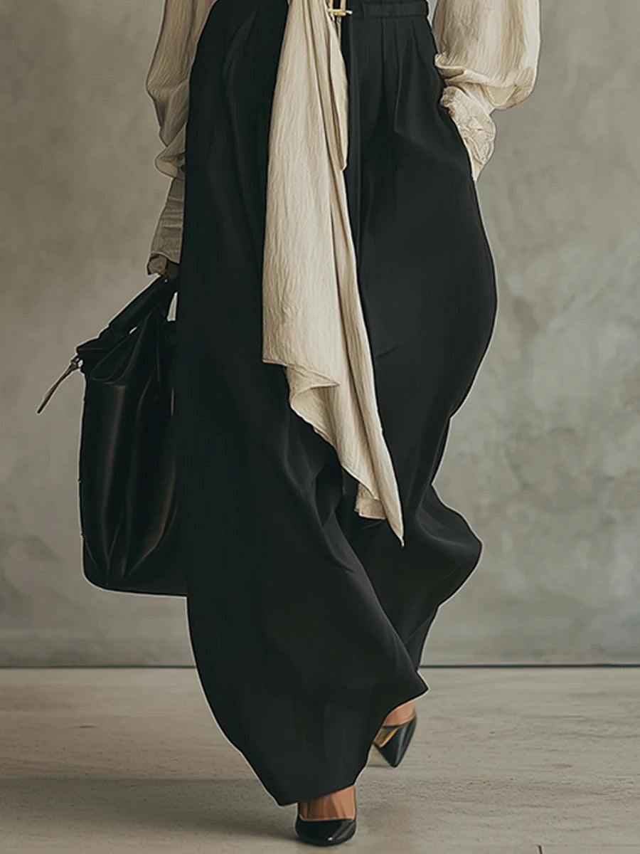Conjunto Camisa con Lazo y Pantalón Palazzo
