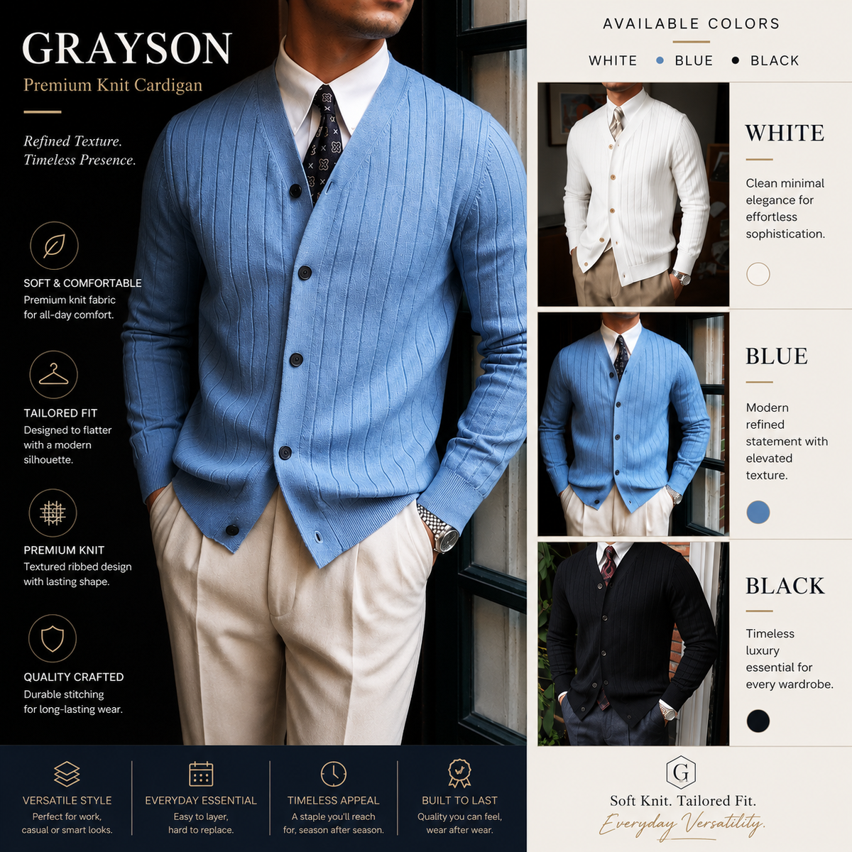 Arden | Jersey Entallado Smart-Casual
