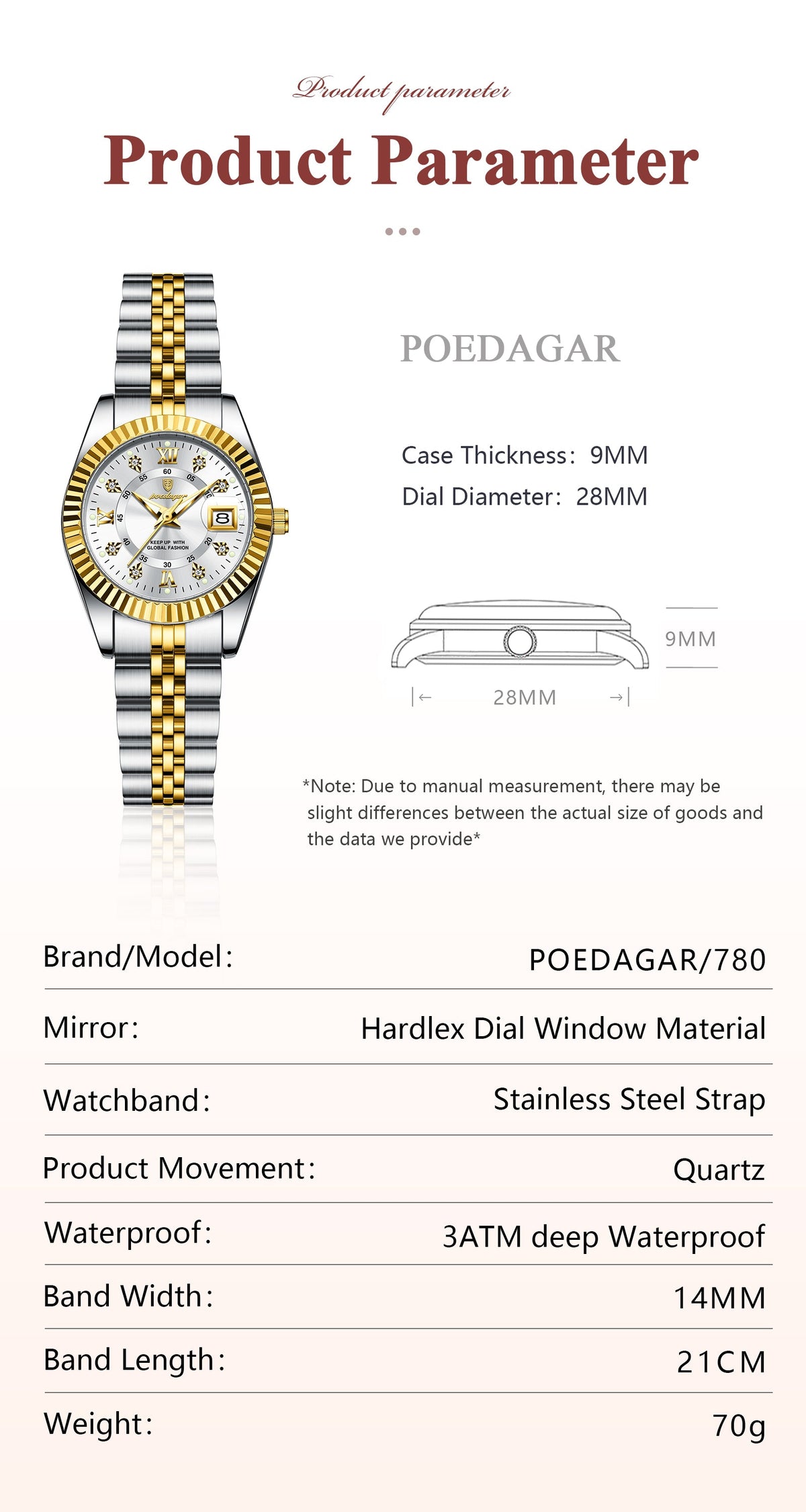 Sofía | Reloj Dorado Sofisticado