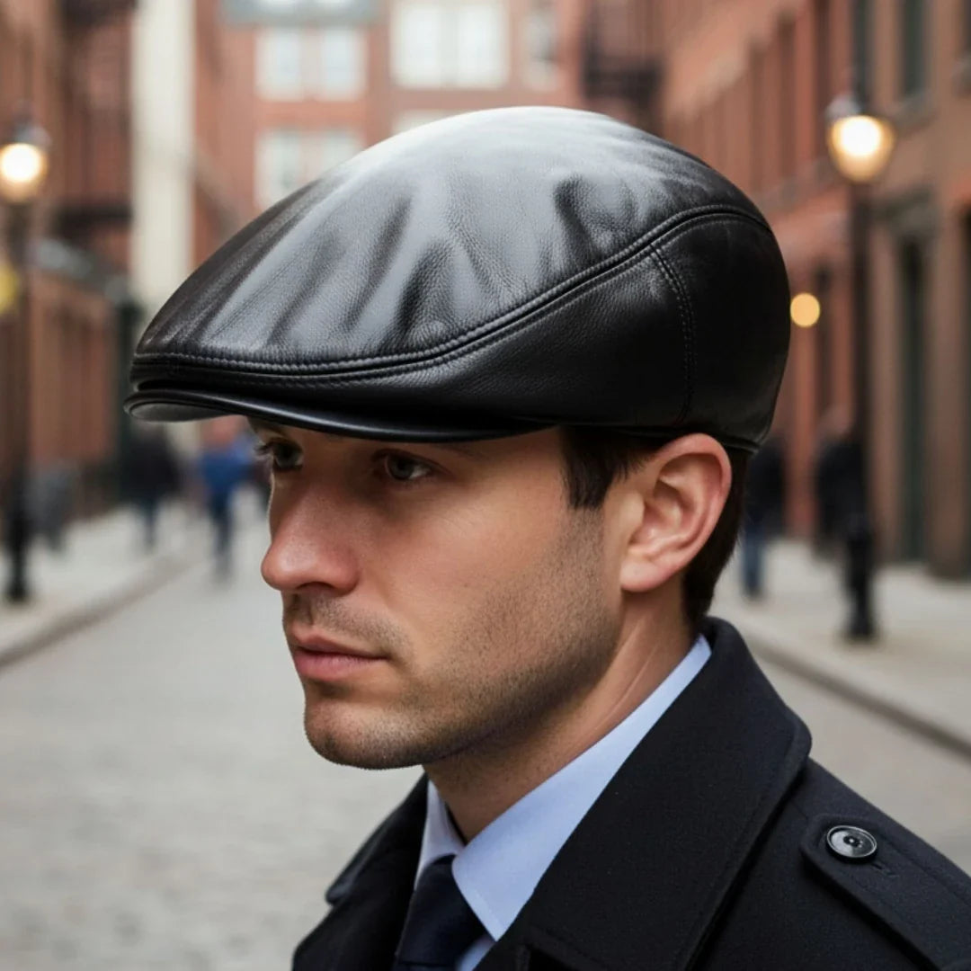 Gorra Plana de Piel Ivy Newsboy