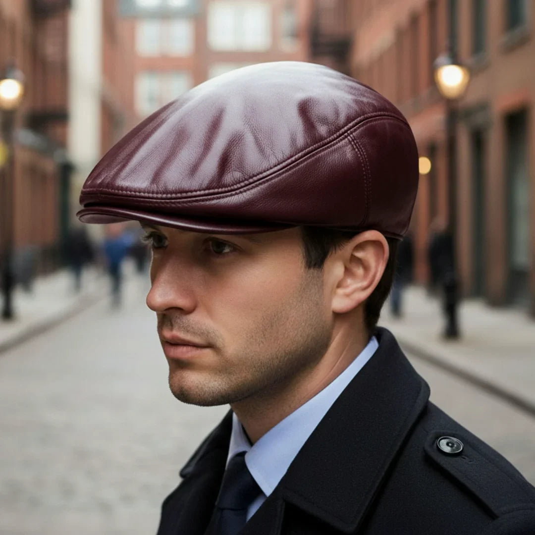 Gorra Plana de Piel Ivy Newsboy
