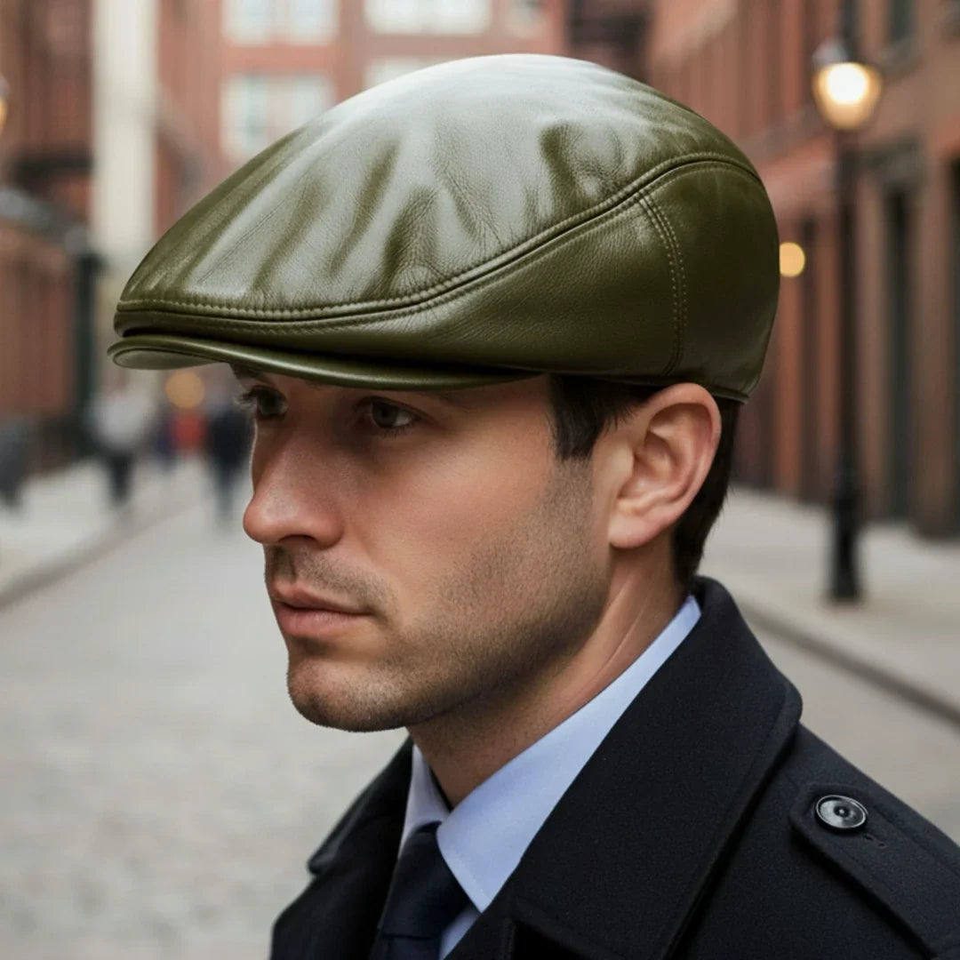 Gorra Plana de Piel Ivy Newsboy