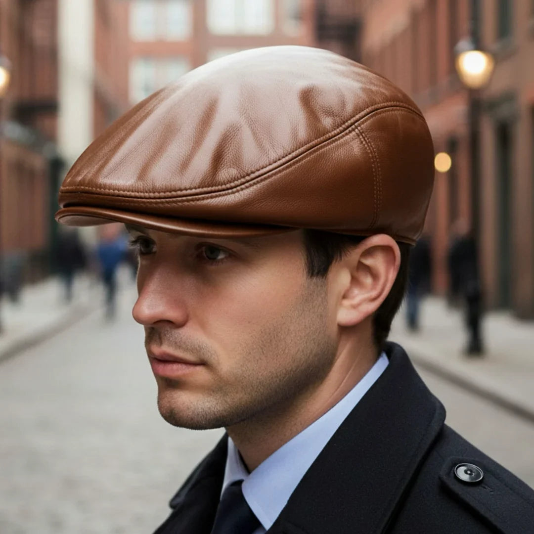 Gorra Plana de Piel Ivy Newsboy