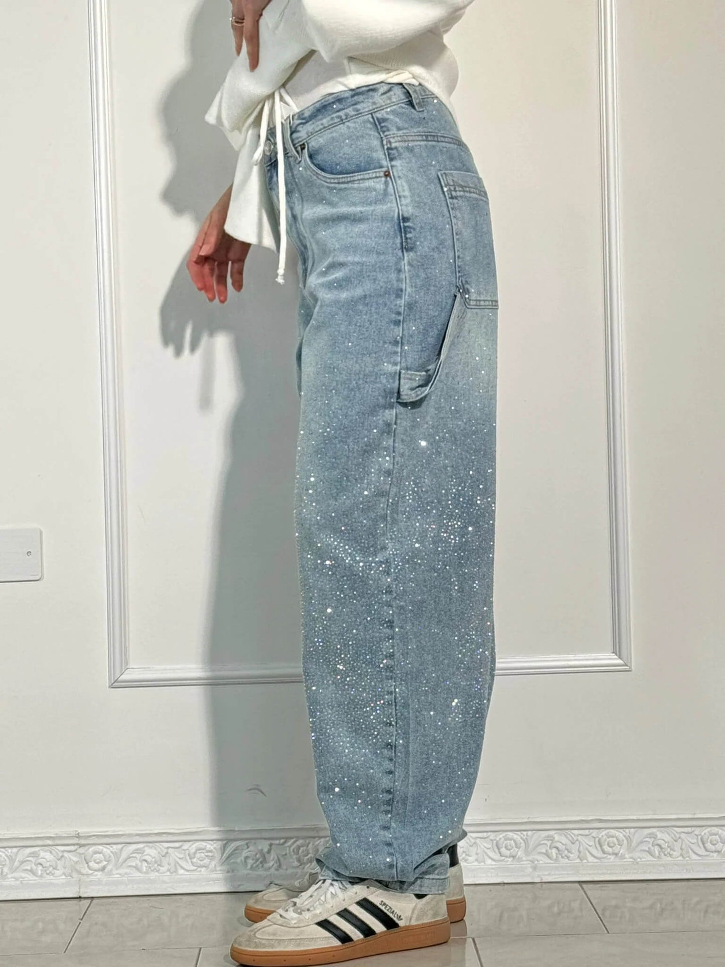Vaqueros Carpenter Balloon con Brillo y Detalles Denim