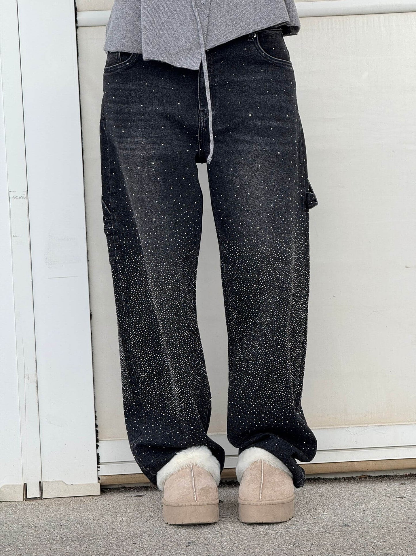 Vaqueros Carpenter Balloon con Brillo y Detalles Denim