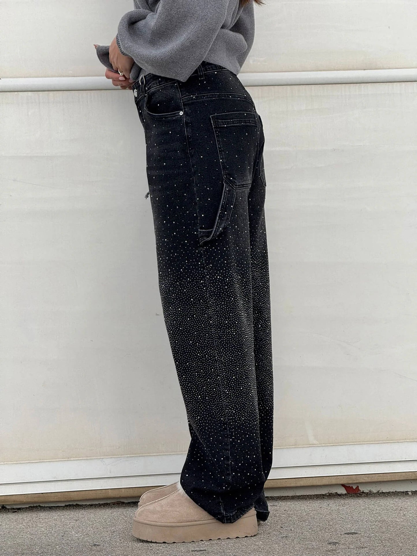 Vaqueros Carpenter Balloon con Brillo y Detalles Denim