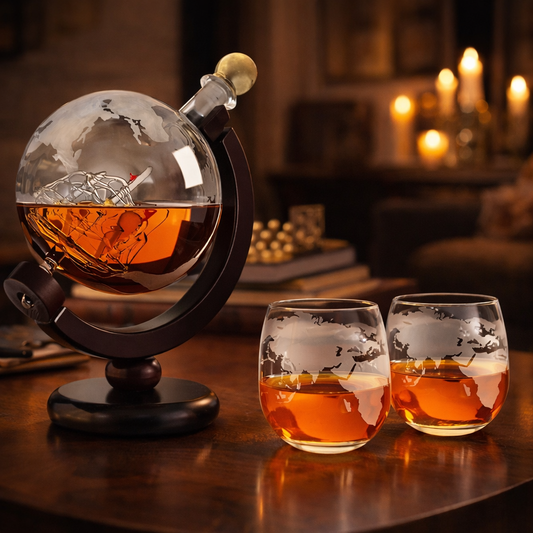 Licorera Mapa del Mundo con Vasos – Edición Exclusiva