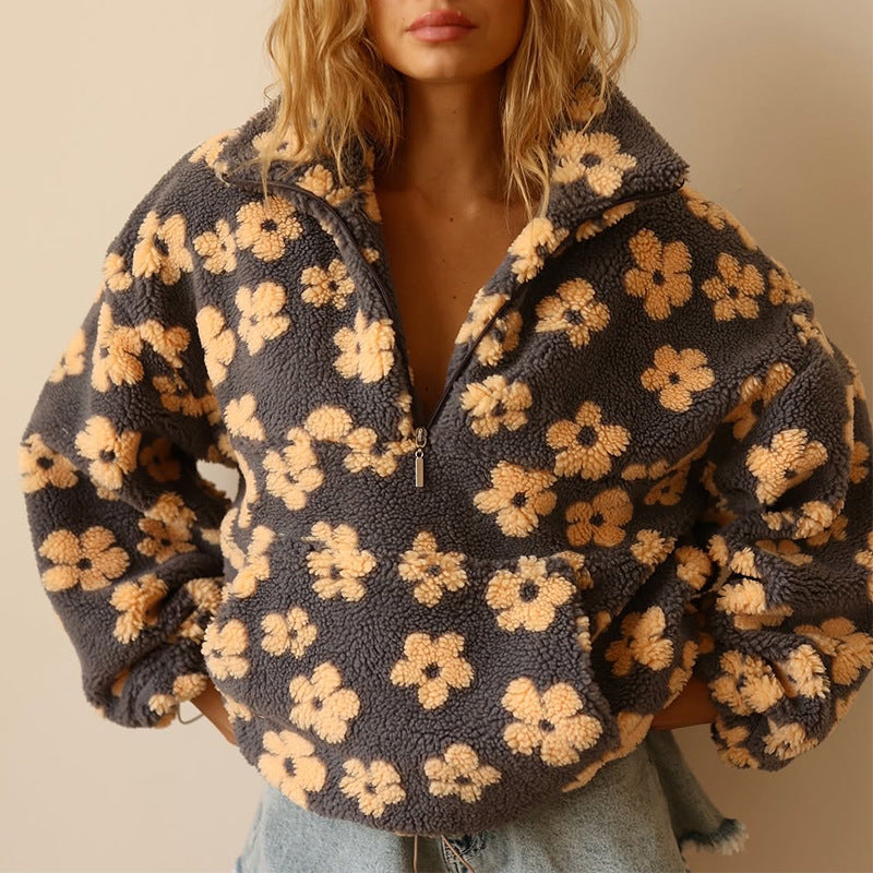 Daisy Bloom | Suéter de Sherpa Floral Bohemio