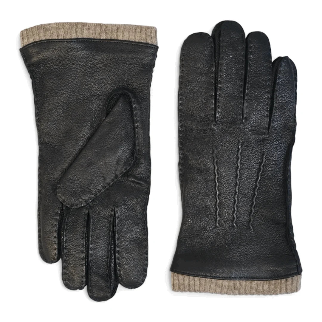 Guantes de Piel con Puño de Punto