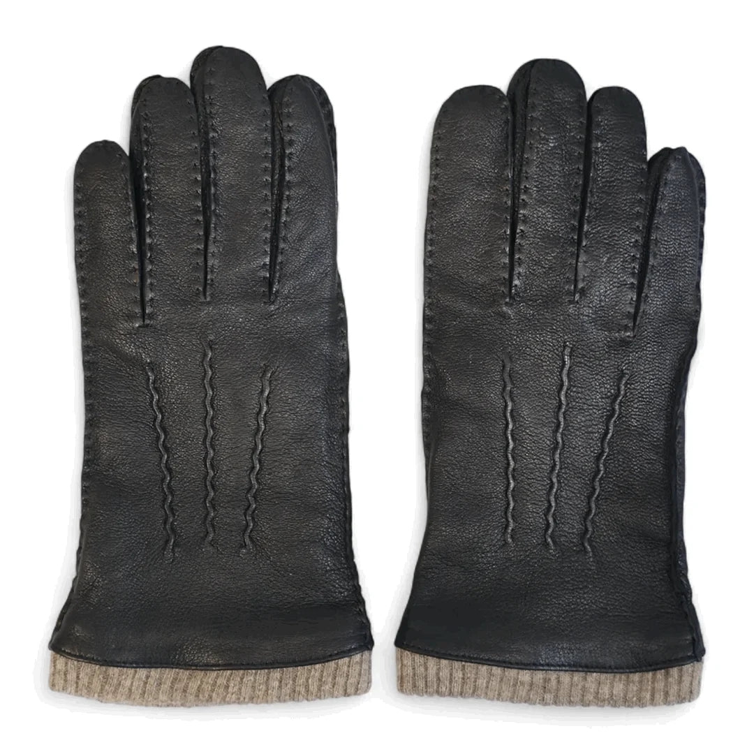 Guantes de Piel con Puño de Punto