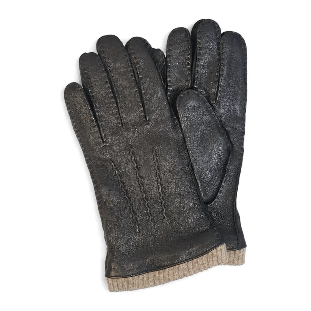 Guantes de Piel con Puño de Punto