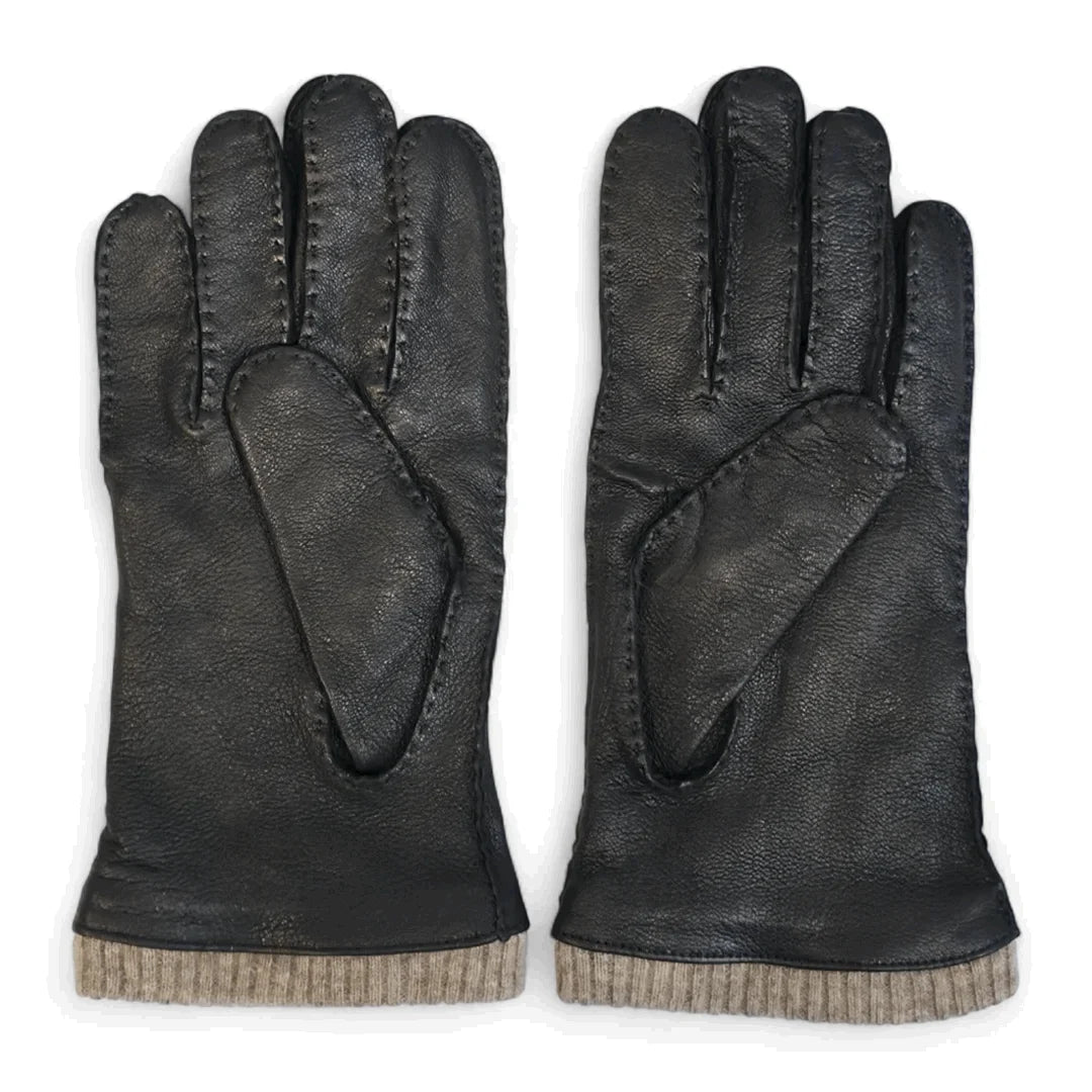 Guantes de Piel con Puño de Punto