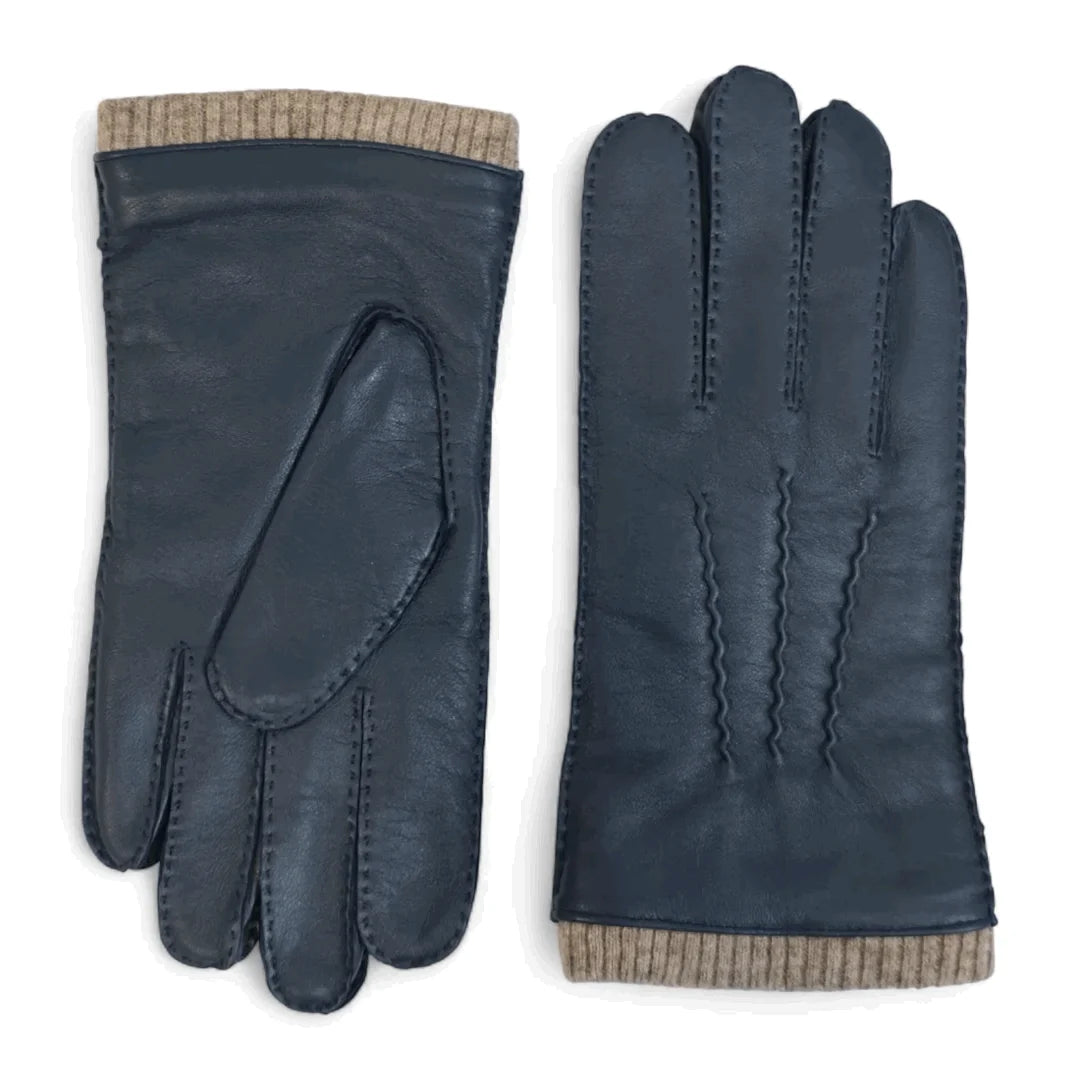 Guantes de Piel con Puño de Punto