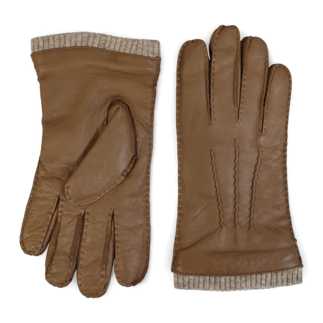 Guantes de Piel con Puño de Punto