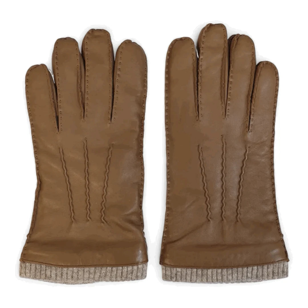 Guantes de Piel con Puño de Punto