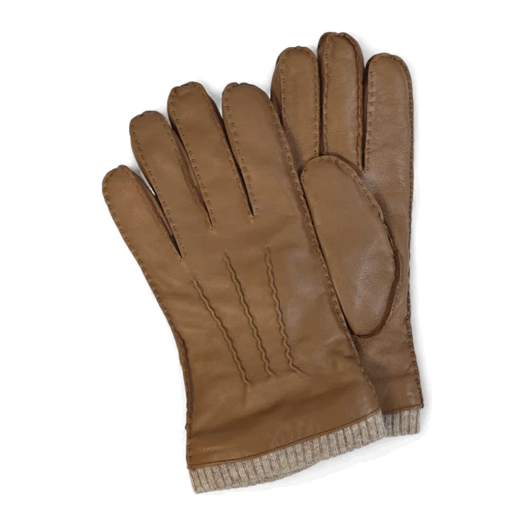 Guantes de Piel con Puño de Punto