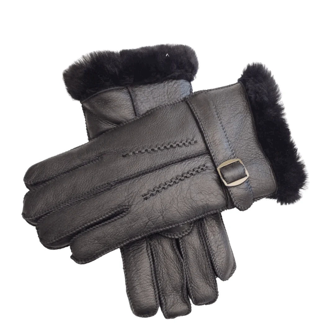 Guantes de Piel de Borrego con Hebilla