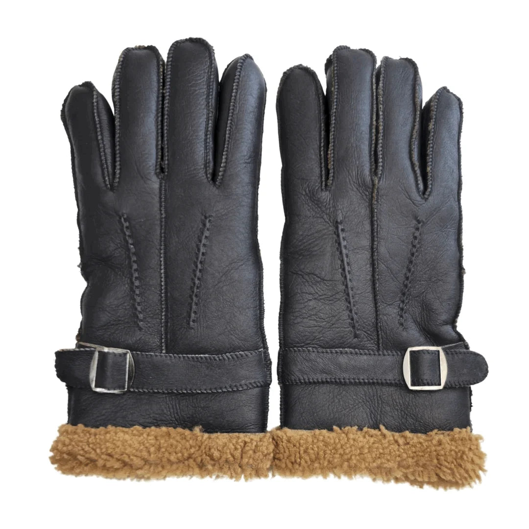 Guantes de Piel de Borrego con Hebilla