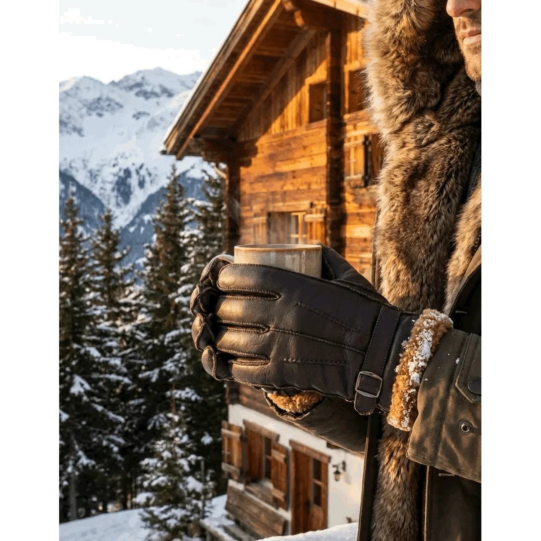 Guantes de Piel de Borrego con Hebilla