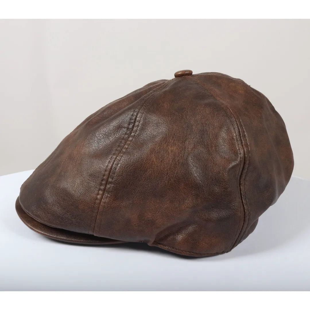 Gorra Plana Gatsby de Piel Sintética