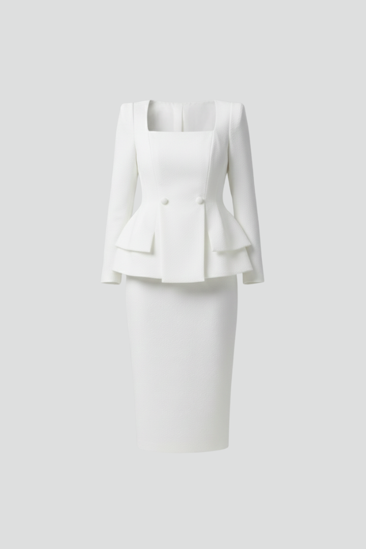 Elena | Traje de Falda Escote Cuadrado