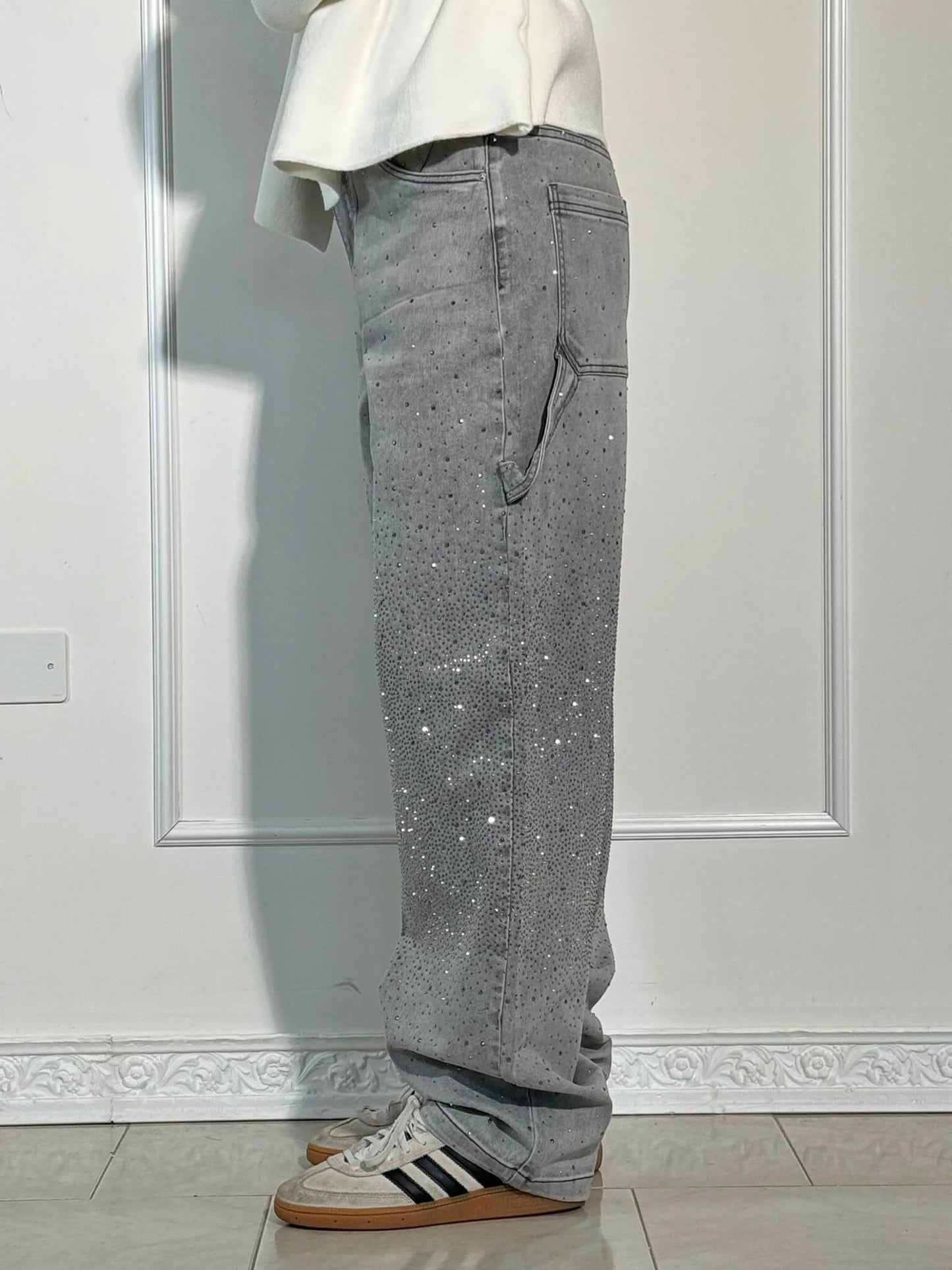 Vaqueros Carpenter Balloon con Brillo y Detalles Denim
