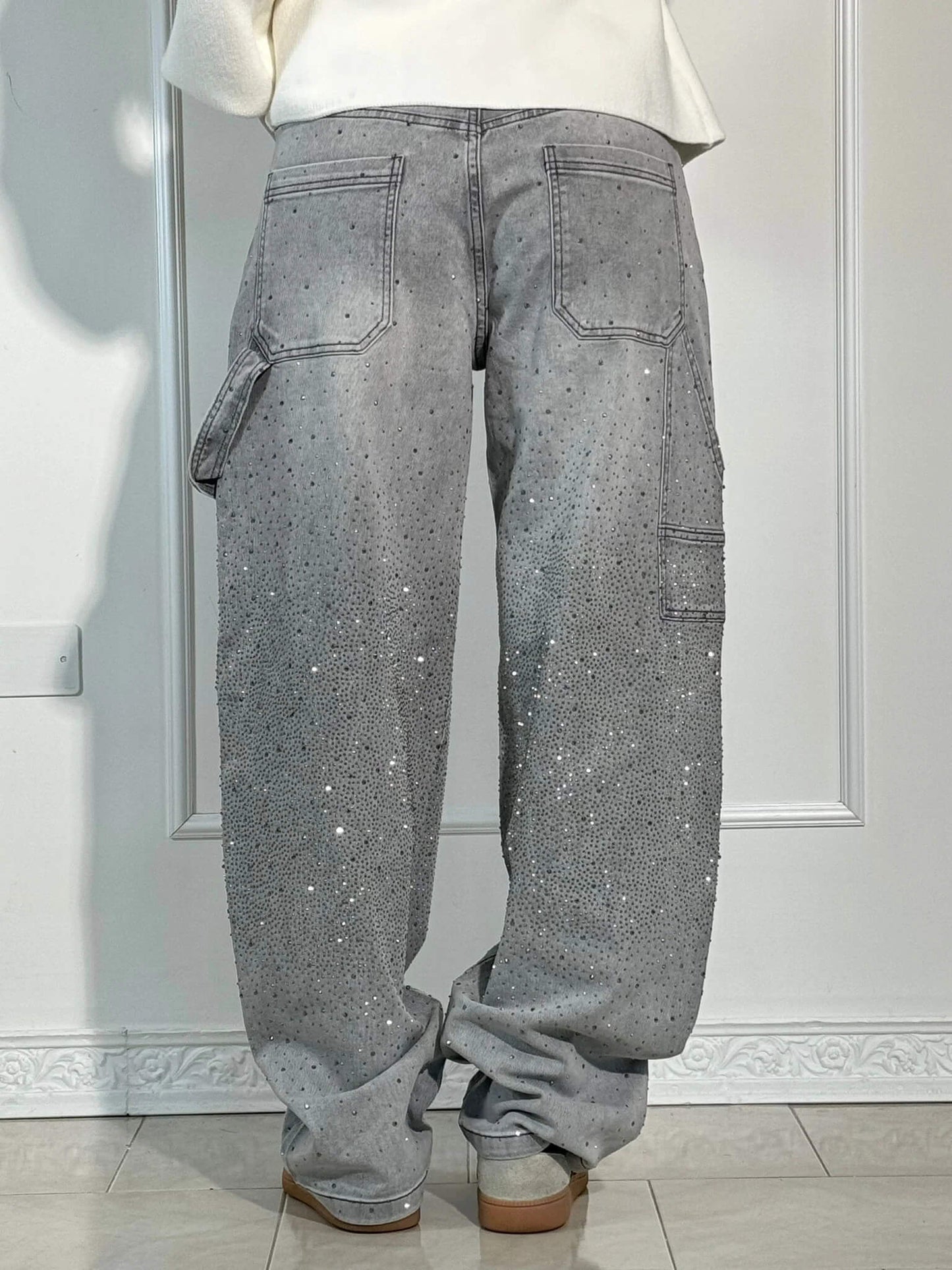 Vaqueros Carpenter Balloon con Brillo y Detalles Denim