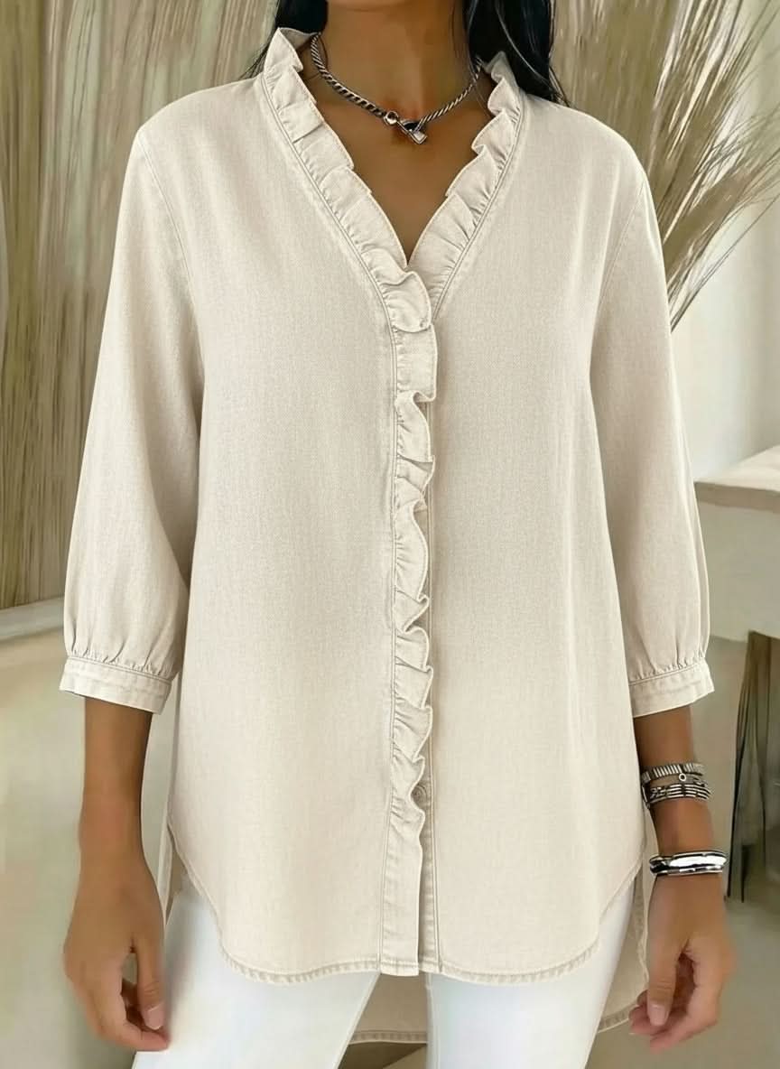Blusa Celeste con Volantes