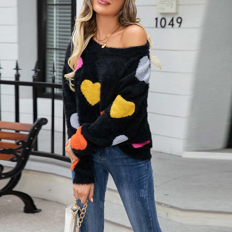 Jersey de Punto con Motivo de Corazón